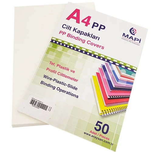Mapi Cilt Kapağı Plastik Opak A4 450 Mıc Beyaz 204 25 00