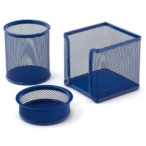 Mas Masa Seti Ataşlık-kağıtlık-kalemlik 3 Lü Metal Perforeli Mavi 505