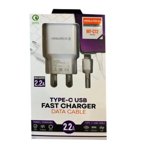 Megatech Mt-ct2 2.2a 2ın1 Typc-e Ev Şarj+type-c Kablo Hızlı Şarj
