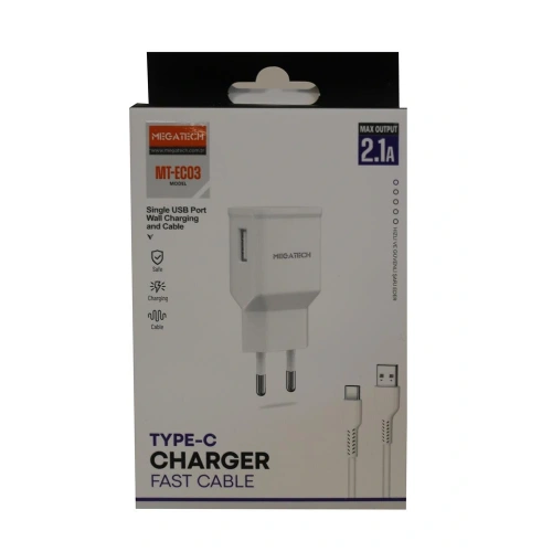 Megatech MT-EC03 2.1A Micro Usb TYPE-C  Kablo+ Ev Şarj Adaptörü Hızlı Şarj