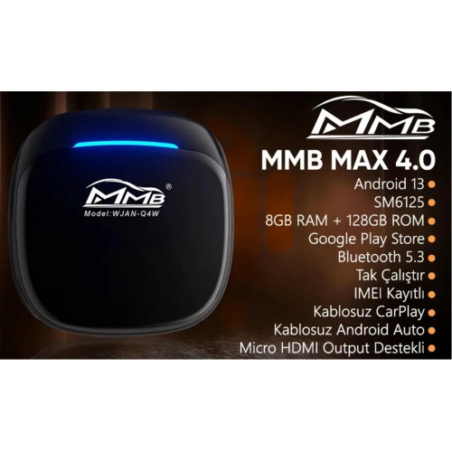 Mmb Wjan-Q4w-hd Max 4.0 Android 13, 8+128gb, Hdmı Output  Kablosuz-wireless Carplay