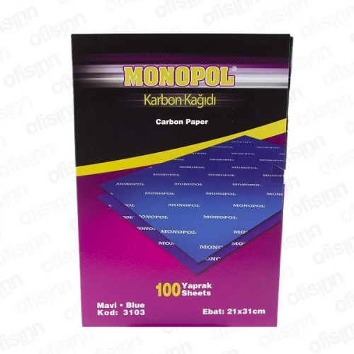 Monopol Karbon Kağıdı 100 Lü A4 Mavi 3103