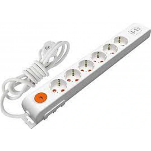 Mutlusan 6lı 1,5mt 2 Usbli 1425joule Akım Korumalı Anahtarlı Priz (001 175 670002 15 00)