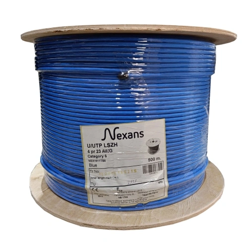 Nexans Nex1611tb5, Mavi, Cat6, 500m, 23awg (0,58mm), Utp, %100 Bakır, Lszh Halogen Free, Makara, Kablo