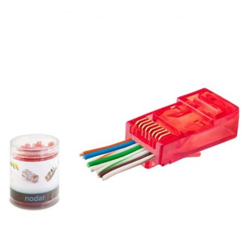 Nodar Nd2403 Cat6 Ez Rj45 Konnektör 100 Adet Plastik Kutu - Kırmızı