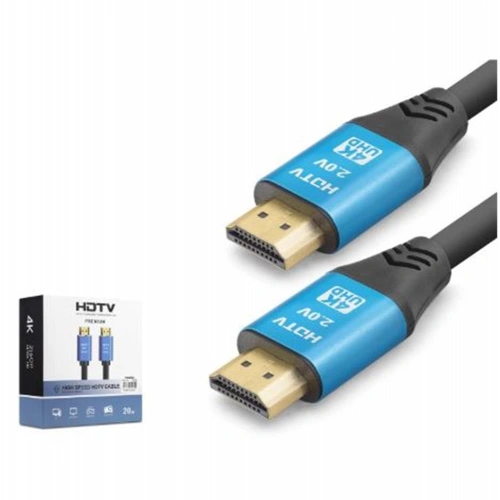 Nodar Nd4055 Hdmı 2.0 Kablo 4k 60 Hz Od 8.0 Mm 20 M Siyah Mavi