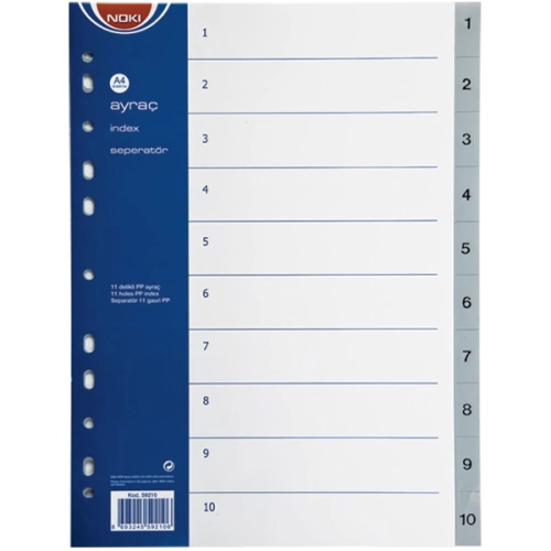 Noki Seperatör 1-10 Rakamlı Plastik A4 59210
