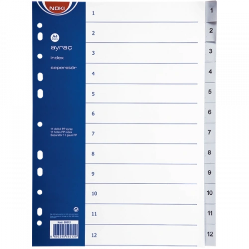 Noki Seperatör 1-12 Rakamlı Plastik A4 59212