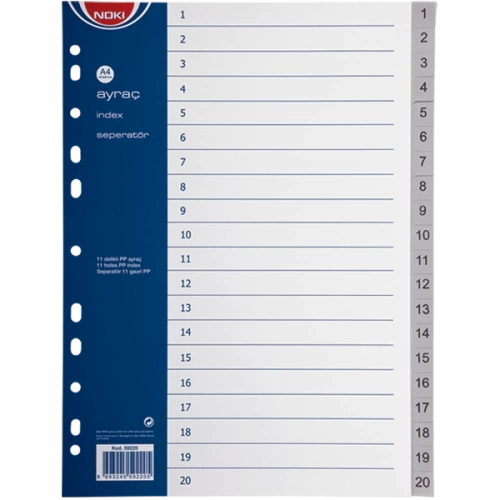 Noki Seperatör 1-20 Rakamlı Plastik A4 59220