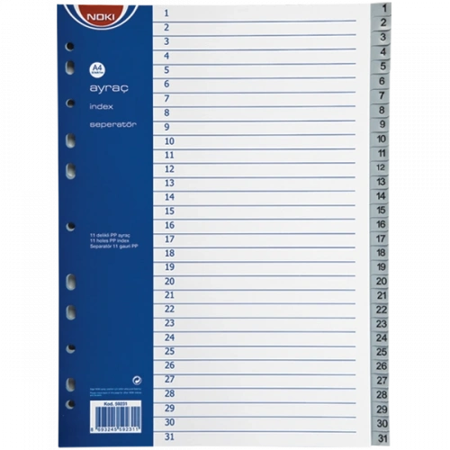 Noki Seperatör 1-31 Rakamlı Plastik A4 59231