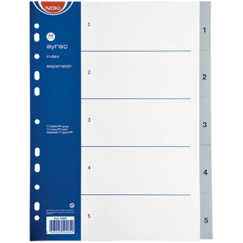 Noki Seperatör 1-5 Rakamlı Plastik A4 59205
