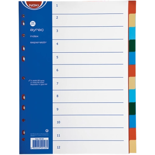 Noki Seperatör 12 Renkli Plastik A4 59126