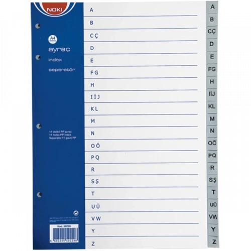 Noki Seperatör A-Z Plastik A4 59229