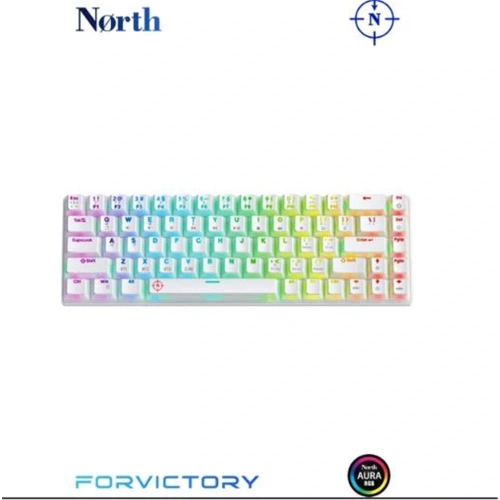 North Odin Pro WL68 LightCore Kablosuz Bluetooth RGB Red Switch Türkçe Beyaz Mekanik Gaming Klavye