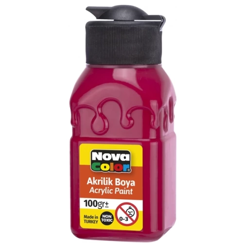 Nova Color Akrilik Boya Şişe 100 CC Ateş Kırmızısı NC-2023