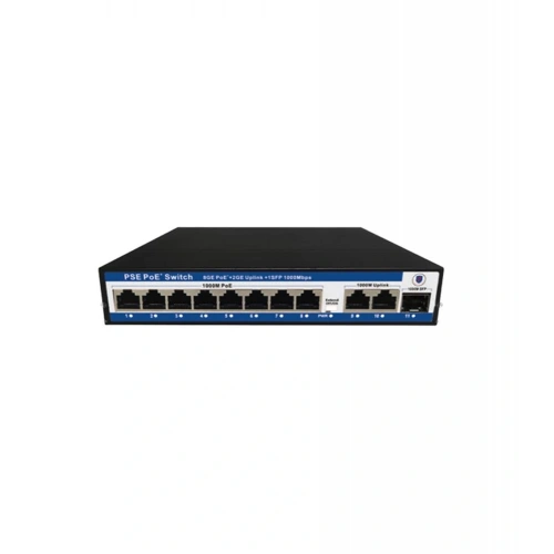 Nova Nvc-pseg0821 8 Port Poe+ 10-100-1000 Mbps 2 Port 10-100-1000 Mbps Uplink 1 Port Sfp Switch 120w