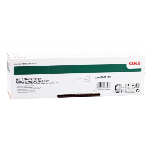 Okı 45807102 Yazıcı Toneri Siyah - B412 B432 B512 Mb472 Mb492 Mb562 - 3.000 Sayfa