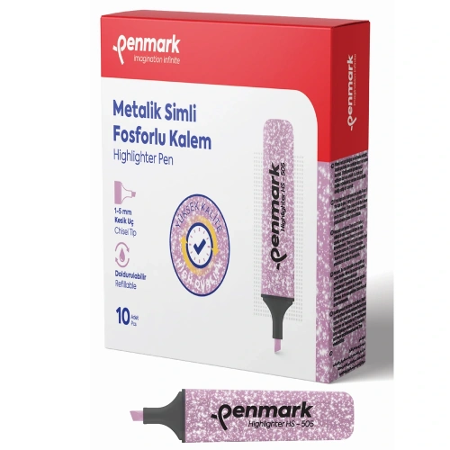 Penmark Fosforlu Kalem Metalik Simli Lavanta Hs-505 17