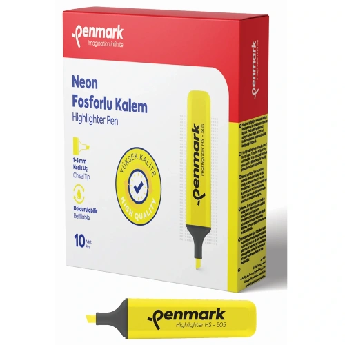 Penmark Fosforlu Kalem Neon Sarı Hs-505 01