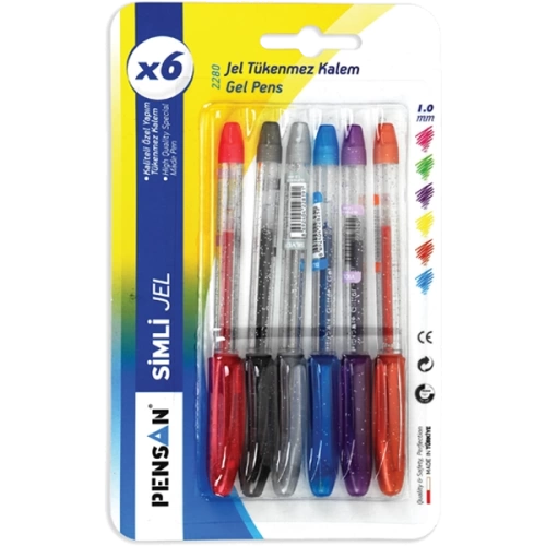 Pensan Tükenmez Kalem Jel Simli 1.0 MM Kırmızı 2280
