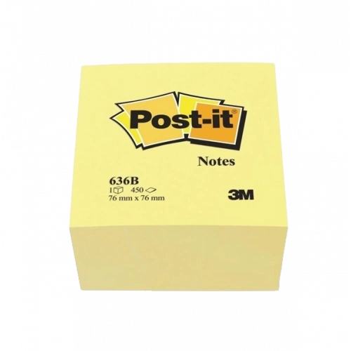 Post-it Yapışkanlı Not Kağıdı Küp 450 YP 76x76 Sarı 636-B