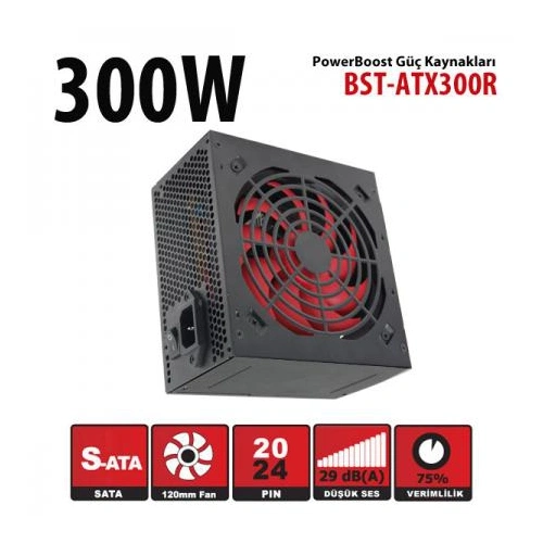 Powerboost Bst-atx300r 300w, Sata, 12cm Fan,  Box Psu