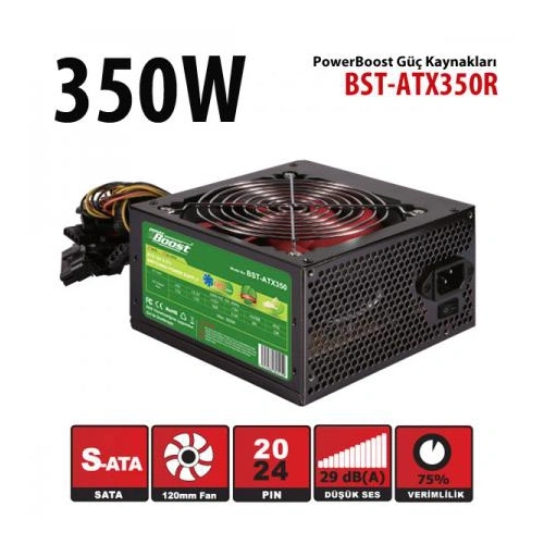 Powerboost Bst-atx350r 350w, Sata, 12cm Fan,  Box Psu