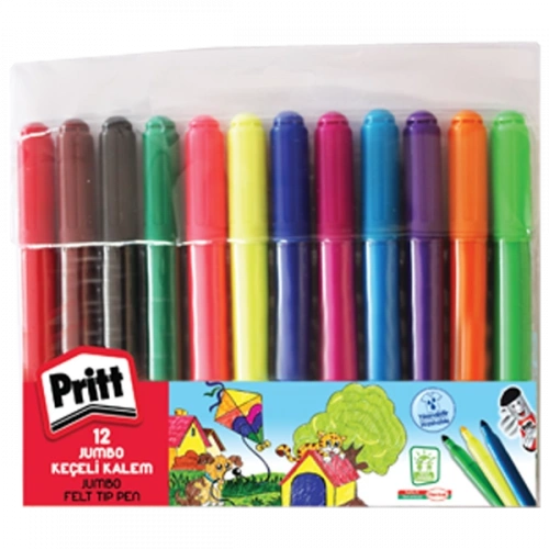 Pritt Keçeli Boya Kalemi Jumbo Yuvarlak Uç 12 Renk 1687975