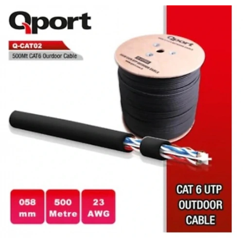 Qport Q-cato2 500mt Outdoor Cat6 23awg 0.58mm Dış Mekan Kablo