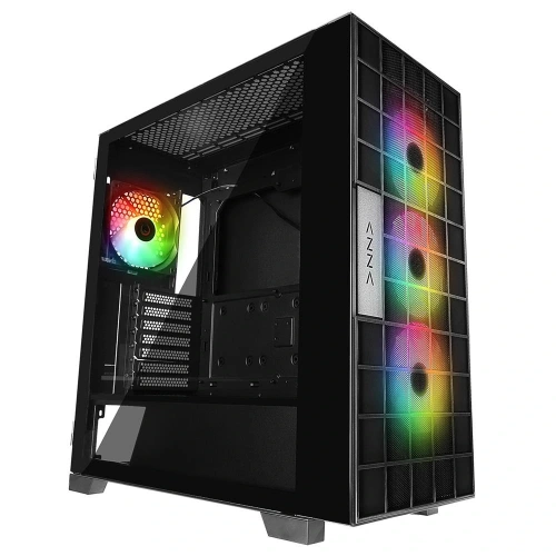 Rampage Azza V2 Temperli Camlı Siyah 4-12cm Argb Fan + Type-c Atx Mid-t Gaming Oyuncu Kasası