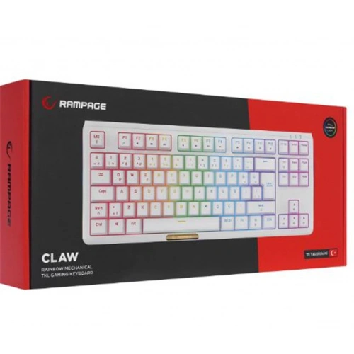 Rampage Claw Beyaz Red Swıtch Mekanik Gaming Oyuncu Klavye Rainbow Tkl