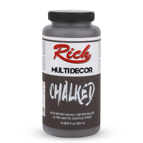 Rich Akrilik Boya Multi Decor Chalked 500 CC Retro Siyah 4578