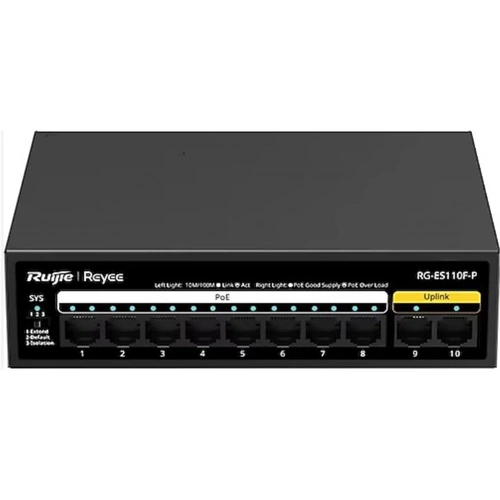 Ruijie-reyee Rg-es110f-p 10 Port 10-100 Mbps 8 Port 10-100 Pe 110w Switch