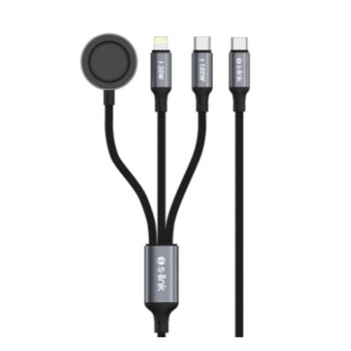 S-link Armor Clw-01 100w 1.2m Type-c To Type-c Lightning  Siyah Hızlı Şarj Kablosu