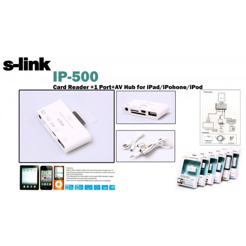 S-link Ip-500 İpod-iphone-ipad 5in1 Av+kamera Kablosu