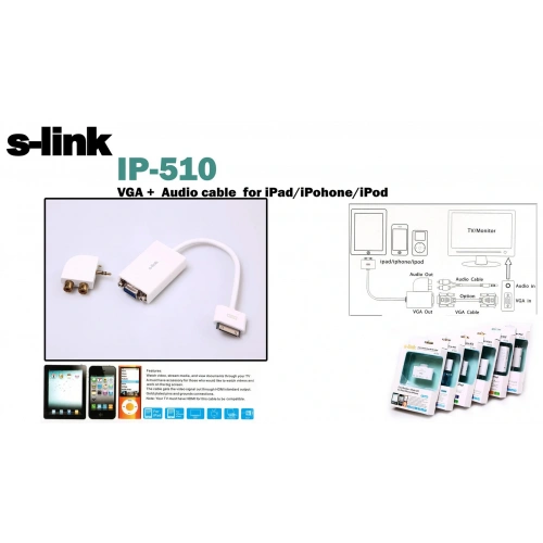 S-link Ip-510 Ipad To Vga Ve Audio Adaptör