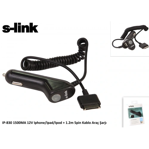 S-link Ip-830 1500ma 12v İpod-iphone-ipad Araç Şarj Cihazı