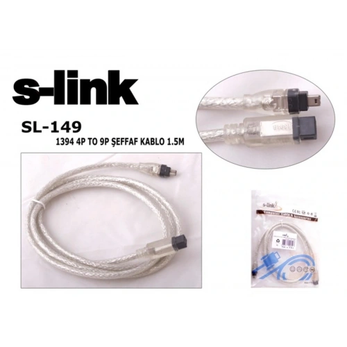 S-link Sl-149 Ieee1394 4pin To 9pin 1.5m Firewire Kablosu