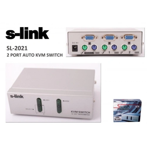 S-link Sl-2021 2pc-1mn Vga+ps-2 Manuel Kablolu Kvm Switch