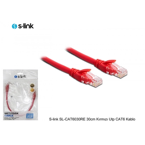 S-LINK SL-CAT6030RE CAT6 Patch 30CM Kablo(Kırmızı)