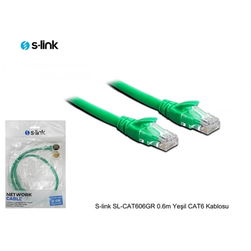S-LINK SL-CAT606GR CAT6 Patch 60CM Kablo (Yeşil)