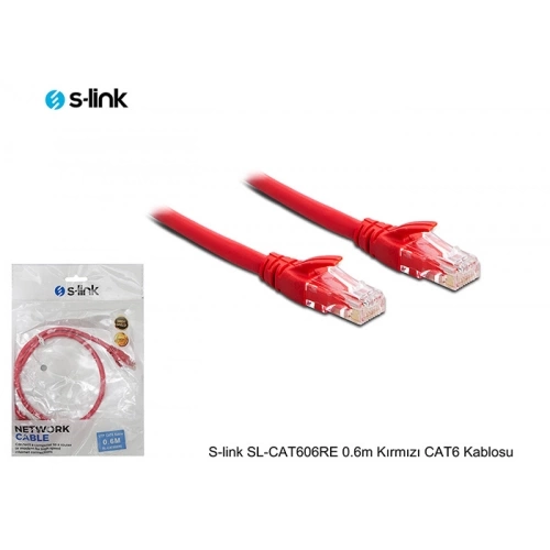 S-LINK SL-CAT606RE CAT6 Patch 60CM Kablo (Kırmızı)
