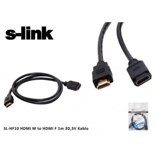S-link Sl-hf10 Hdmı M To Hdmı F 1 Mt 3d,3v Kablo Hdmı Erkek To Hdmı Dişi Uzatma