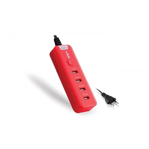 S-link Sl-m4 Akıllı Telefon Ve Tablet 4000mah 4 Usb Port Kırmızı Ev Şarj Adaptör