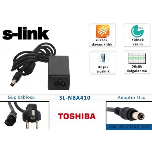 S-link Sl-nba410 45w 19v 2.37a 6.3-3.0 Toshıba Notebook Adaptörü