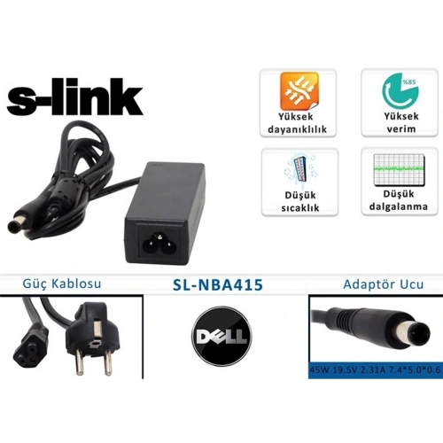 S-link Sl-nba415 45w 19.5v 2.31a 7.4-5.0-0.6 Dell Notebook Adaptörü
