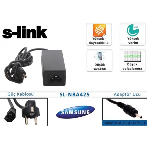 S-link Sl-nba425 40w 19v 2.1a 3.0-1.1 Samsung Notebook Adaptörü