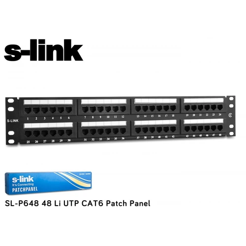 S-link  Sl-p648 48 Port Cat6 Utp Patch Panel