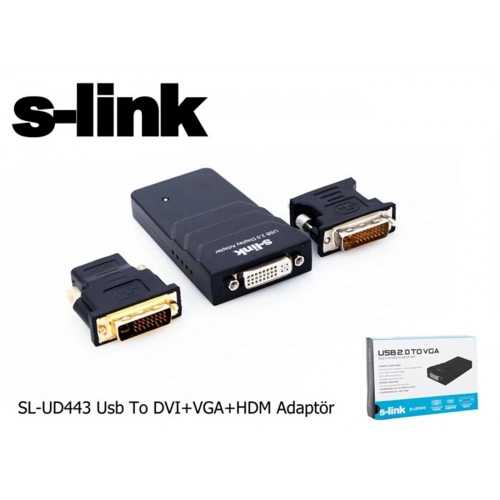 S-link Sl-ud443 Usb To Dvı+vga Adaptör
