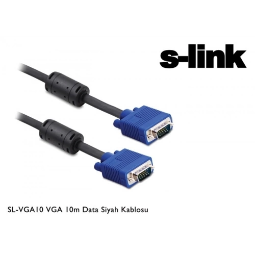 S-LINK SL-VGA10, 15Pin, İki Ucu Erkek, 10mt, VGA Kablosu